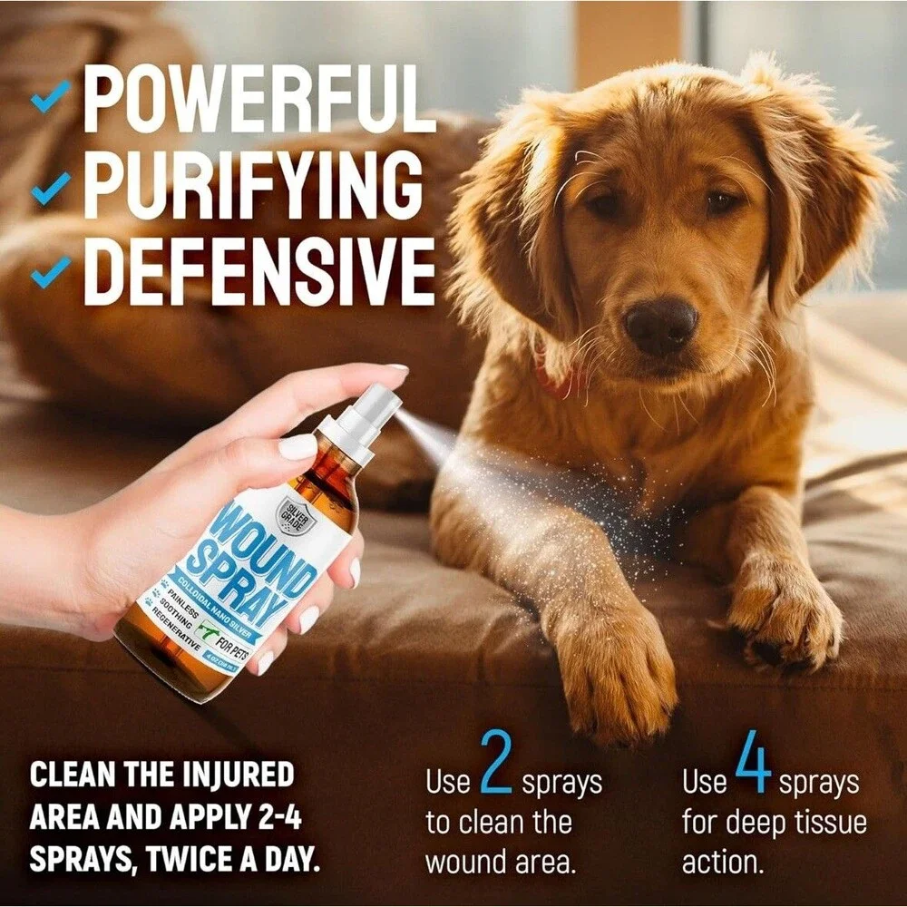SILVER GRADE Wound Spray for Pets Colloidal Nano Spray - 4 oz Painless Soothing